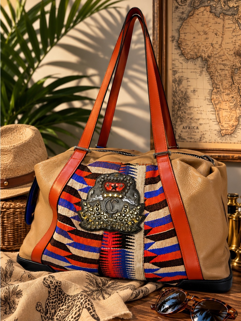 Christian Louboutin Studded Holdall Weekender Travel Bag